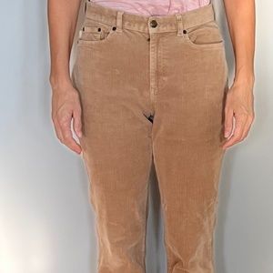 Vintage Ralph Lauren wide wale tan corduroy straight leg pants, size 4